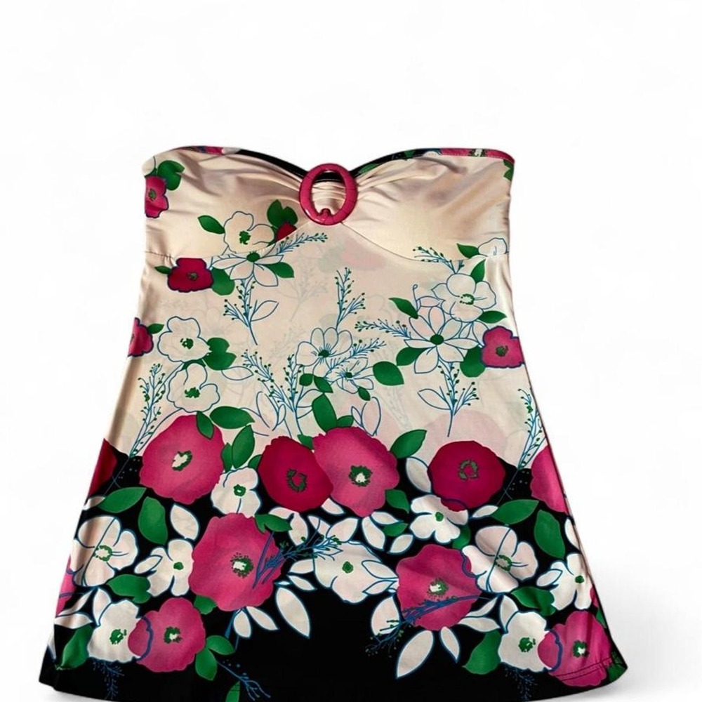 white/pink floral tube top